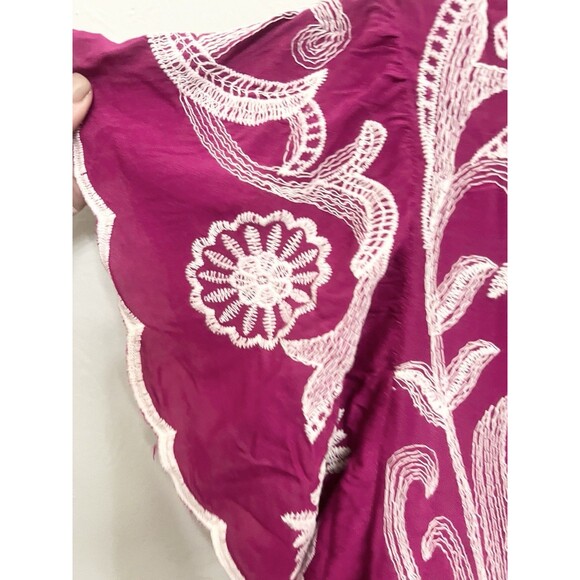 Solitaire Blouse Large Pink Embroidered Boho Crochet Shirt Festival Hippie Top - Picture 4 of 9